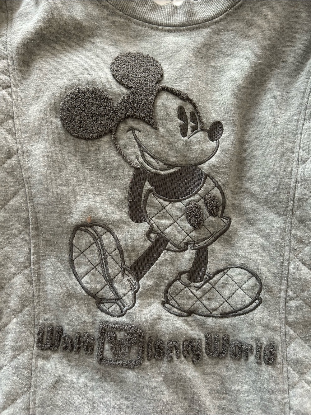 Disney Gray Minnie Mouse Quilted Applique Sweatshirt
